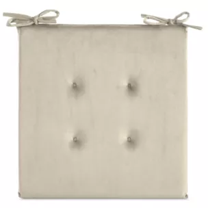 Poduszka na krzesło 40 x 40 x 3 cm  welwetowa jasnobeżowa z ozdobnym pikowaniem i praktycznymi troczkami GAJA