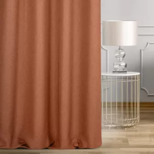 Zasłona szyta na taśmie 5 cm ruda z tkaniny o naturalnym splocie w stylu eko