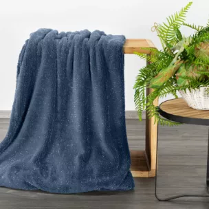 Koc 150x200 cm granatowo, srebrny z dodatkiem lśniącej nici BLINK Design 91