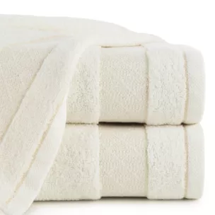 Ręcznik kąpielowy 50x90 cm bawełniany kolor kremowy z ozdobną bordiurą 500 g/m2 NESSY