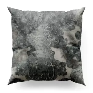 Poszewka szyta srebrno niebieska z miękkiej, welwetowej tkaniny w duży wzór ornamentowy