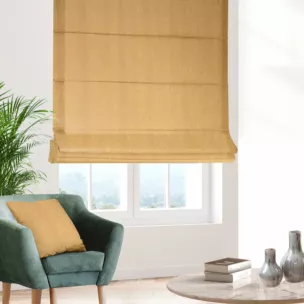 Roleta rzymska złota z tkaniny strukturalnej z delikatnym połyskiem