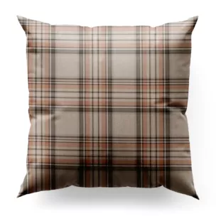 Poszewka szyta ceglasta z tkaniny z dodatkiem bawełny i nici metalicznej, o wzorze w kratę, zawiera 20% bawełny