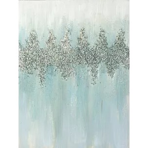 Obraz ABSTRACT  ręcznie malowany na płótnie, z drobnymi srebrnymi kamykami i brokatem