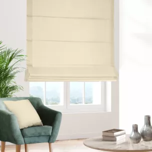 Roleta rzymska kremowa z wodoodpornej tkaniny o welurowej strukturze