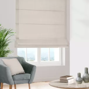 Roleta rzymska ciemnobeżowa z miękkiej półmatowej tkaniny welwetowej