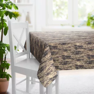 Obrus szyty grafitowo złoty z eleganckiej tkaniny załonowej o prostym splocie z połyskującym dodatkiem