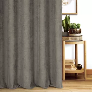 Zasłona szyta na taśmie 5 cm ciemnobrązowa z miękkiej w dotyku tkaniny szenilowej