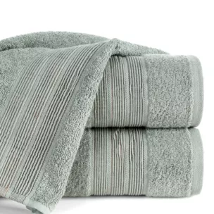 Ręcznik do rąk 30x50 cm bawełniany kolor miętowy w poziome paseczki 500 g/m2 VERANO