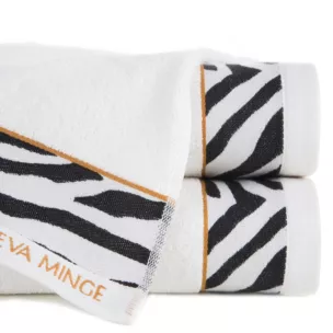 Ręcznik do rąk 30x50 cm bawełniany kolor kremowy,czarny z designerską bordiurą 500 g/m2 EVA 22 Eva Minge