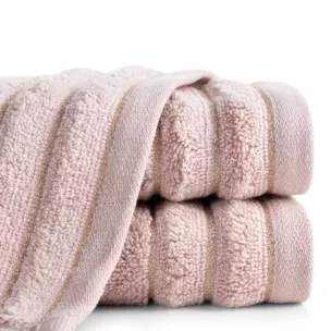 Ręcznik kąpielowy 30x50 cm bawełniany kolor pudrowy z błyszczącą bordiurą 500 g/m2 NADINE