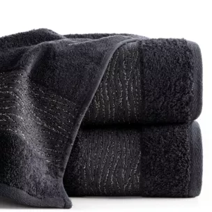 Ręcznik kąpielowy 50x90 cm bawełniany kolor czarny z błyszącą bordiurą AMBER