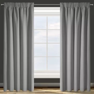 Zasłona szara z gładkiej tkaniny zaciemniającej typu - BLACKOUT 135x270 cm taśma - PARISA - Design 91