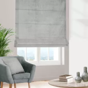 Roleta rzymska SAFARI srebrna z miękkiej welwetowej tkaniny w wytłaczany drobny wzór