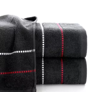 Ręcznik kąpielowy 70x140 cm bawełniany kolor czarny z kontrastującymi paseczkami 500 g/m2 SUZI