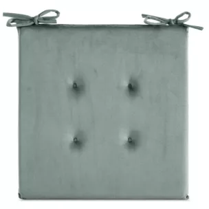 Poduszka na krzesło 40 x 40 x 3 cm  welwetowa ciemnomiętowa z ozdobnym pikowaniem i praktycznymi troczkami GAJA