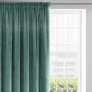 Zasłona welwetowa ciemnoturkusowa z kryształami 140x270 cm taśma - AURORA