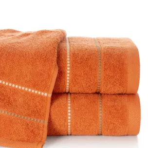 Ręcznik do rąk 30x50 cm bawełniany kolor pomarańczowy z kontrastującymi paseczkami 500 g/m2 SUZI