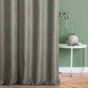 Zasłona szyta na taśmie 5 cm miętowa z tkaniny melanżowej przetykanej błyszczącą nicią