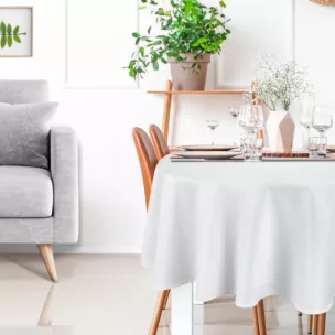 Okrągły obrus na stół średnica 150 cm biały wodoodporny - KATE