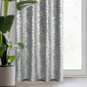 Zasłona welwetowa, stalowa z błyszczącym złotym nadrukiem 140x250 cm złota przelotka - DORIS - Design 91