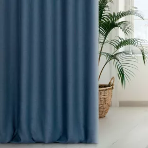 Zasłona szyta na taśmie 5 cm granatowa z gładkiej, przyjemnej w dotyku tkaniny z efektem melanżu