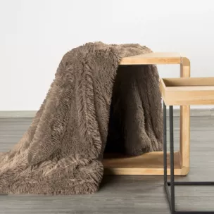 Koc o strukturze miękkiego futra 170x210 cm ciemnobeżowy TIFANY 1 Design 91