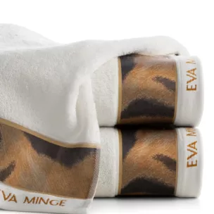 Ręcznik kąpielowy 50X90 cm bawełniany kolor kremowy,czarny z designerską bordiurą 500 g/m2 EVA 23 Eva Minge