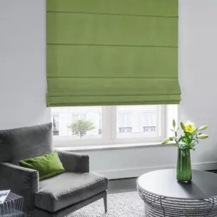Roleta rzymska ENYA zielona z miękkiej półmatowej tkaniny welwetowej