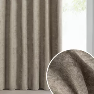 Zasłona beżowa z szenilowej tkaniny o strukturalnym splocie 140x270 cm taśma - VANI