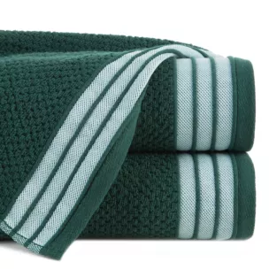 Ręcznik kąpielowy 70x140 cm bawełniany kolor ciemnozielony w pasy 500 g/m2 MADLEN