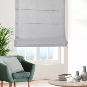 Roleta rzymska jasnosrebrno srebrzysta z tkaniny o luźnym splocie, z połyskliwym nadrukiem w stylu glamour Italissima Eva Minge