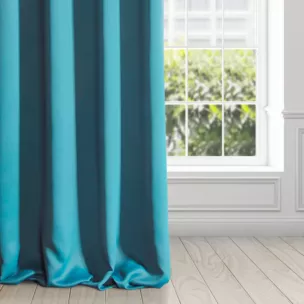 Zasłona ciemnoturkusowa z gładkiej matowej tkaniny zaciemniającej 135x270 cm taśma BLACKOUT