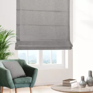 Roleta rzymska srebrna z miękkiej tkaniny z naturalnym splotem