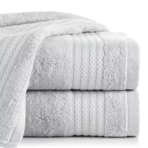 Ręcznik do rąk 30x50 cm bawełniany kolor srebrny zdobiony błyszczącą bordiurą 550 g/m2 LARIS