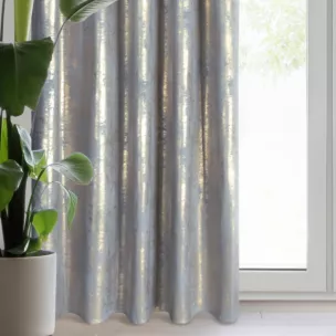 Zasłona welwetowa srebrno, złota zdobiona przecieranym wzorem 140x270 cm taśma - RENIA
