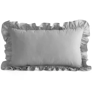 Poszewka na poduszkę 30x50 cm bawełniana z ozdobną falbanką srebrna