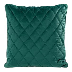 Poszewka na poduszkę 45x45 cm welwetowa, ciemnoturkusowa pikowana we wzór karo z ozdobną wypustką VELVET 27 Eurofirany Premium