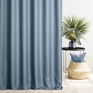 Zasłona szyta na taśmie 5 cm niebieska z tkaniny typu dimout o średnim stopniu zaciemnienia