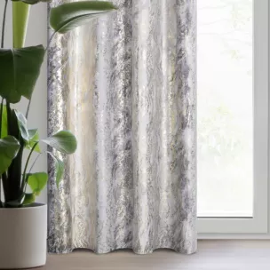 Zasłona welwetowa srebrno, szampańska z przecieranym nadrukiem 135x250 cm przelotka - SOFI