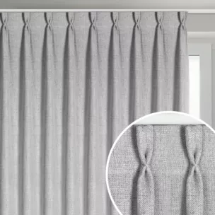 Zasłona srebrna o płóciennym splocie z efektem melanżu 80x270 cm (wymiar podany na gotowo) system flex - JULA