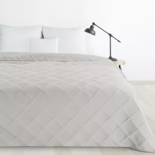 Narzuta srebrna 200x220 cm z geometrycznym wzorem wykonana techniką hot press ALARA 5 Design 91