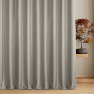 Zasłona szyta na taśmie 5 cm jasnobeżowa z tkaniny blackout zaciemniającej w 100% o naturalnej strukturze