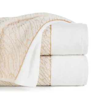 Ręcznik kąpielowy 70x140 cm bawełniany kolor kremowy zdobiony wytłaczanym wzorem NOLA