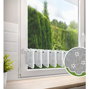 Tkanina firanowa zazdrostka z haftowanym wzorem