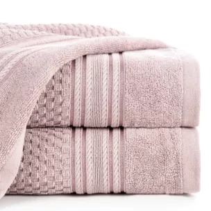 Ręcznik kąpielowy 70x140 cm bawełniany kolor pudrowy zdobiony subtelnymi paseczkami 500 g/m2 DAVOS