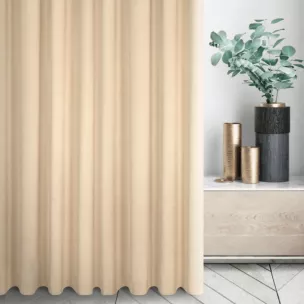 Zasłona szyta na taśmie 5 cm szampańska z tkaniny strukturalnej z delikatnym połyskiem