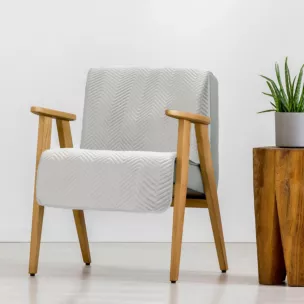 Narzuta welwetowa na fotel biała 70x160 cm pikowana w jodełkę metodą hot press SOFIA Eurofirany Premium