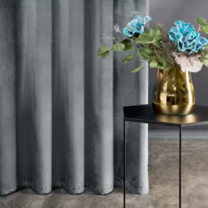 Zasłona grafitowa z połyskiem, welwetowa 140x300 cm na taśma SAMANTA