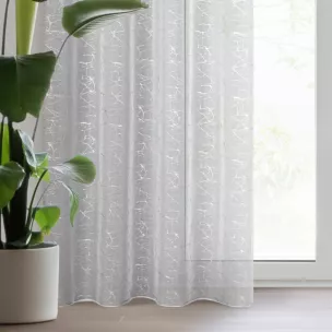 Firana biała z lekkiej etaminy ze srebrnym marmurkowym nadrukiem 140x250 cm przelotka REVA